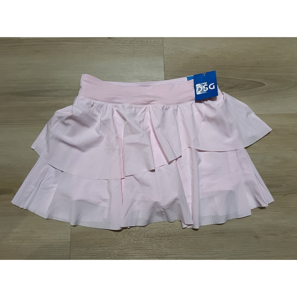 DSG‎ Girls Lightweight Stride Skort Light Pink Perforated Ruffle Youth Size XL